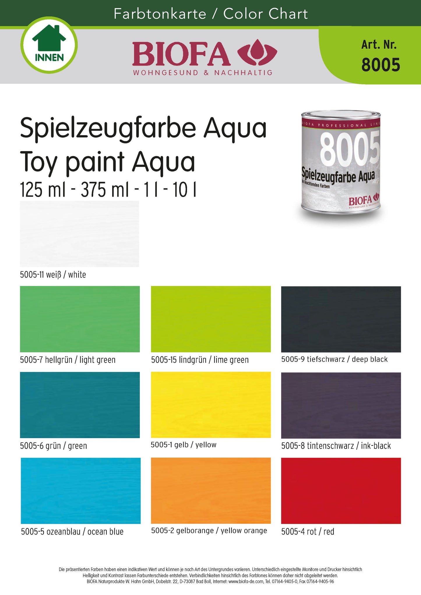 Боя за играчки "Аква", цветна 8005